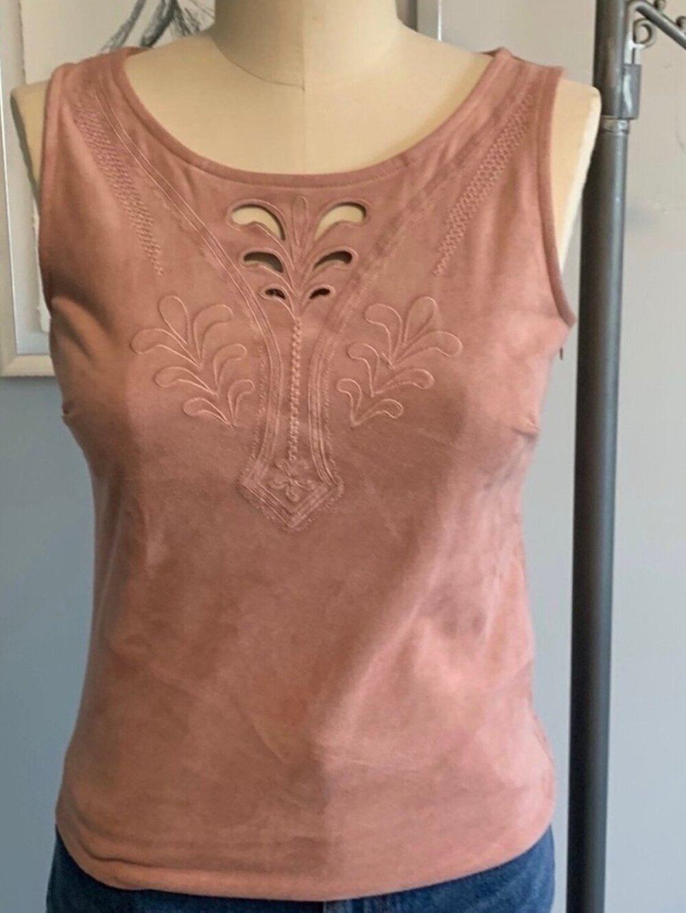 Embroidered American Rag Pink Boho Romantic Tank Top XS